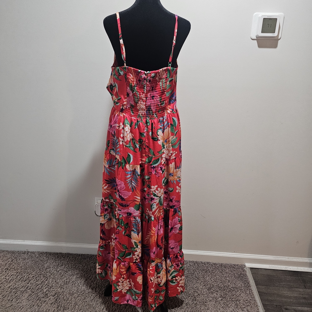 Eliza J Pink Floral Tie Front Tiered Maxi Dress Size 12 {Bx21} - Picture 8 of 12